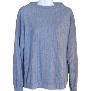 Hello Nite Sweater Sz Small Heather Blue Mock Neck Ribbed Soft Pullover NWT